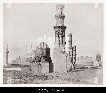 19th century vintage photograph: tombs of the Caliphs, City of the Dead, Cairo, Egypt Stock Photo