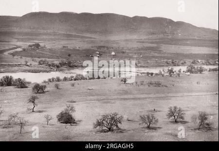 19th century vintage photograph: Vaal River, near Potchefstroom, South Africa. Stock Photo