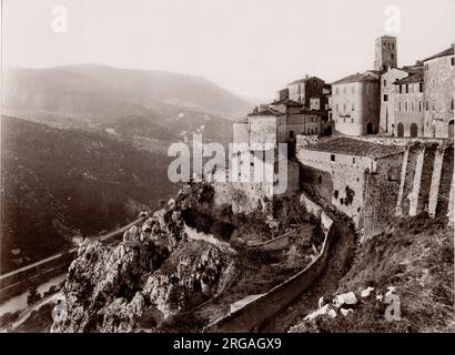 19th century vintage photograph: Narni is an ancient hilltown and comune of Umbria, in central Italy. Stock Photo
