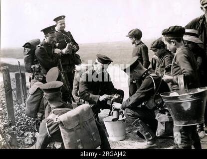 Vintage World War One photograph - WWI: British Royal Marines after landing in Ostend, Belgiaum Stock Photo