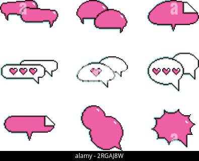 Set pf pixelated comic speech bubble chats Vector Stock Vector