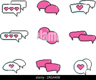 Set pf pixelated comic speech bubble chats Vector Stock Vector