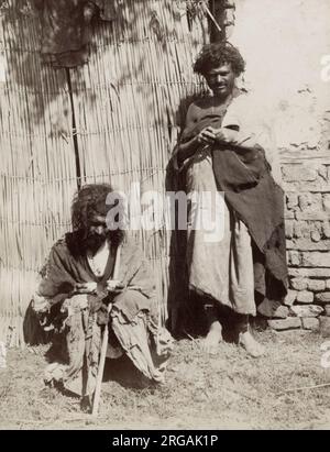Vintage 19th century photograph. Captioned 'Arab Santons' the image may  depict wandering holy men living a vagrant life. Photo the Fiorillo studio, c.1890s. Stock Photo