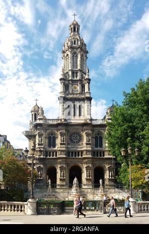 Paris, France - August 22 2017: The Église de la Sainte-Trinité (Church of the Holy Trinity) is a religious building located in the 9th arrondissement Stock Photo