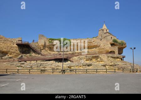 St-Sauveur church on the mountain with rocks, Fos-sur-Mer, Bouches-du-Rhone, Provence, France Stock Photo