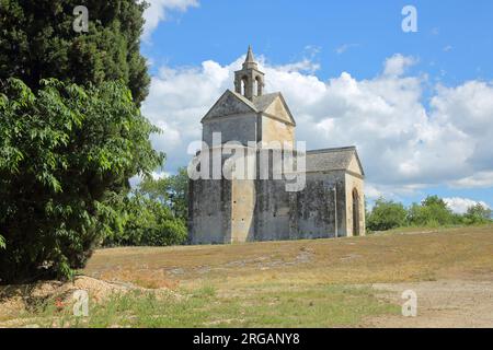 Chapelle St-Croix at the Romanesque monastery complex Abbaye de Montmajour, Benedictine monastery, Arles, Bouches-du-Rhône, Camargue, Provence, France Stock Photo