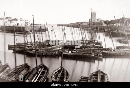 Boats at Les Sables-d'Olonne, seaside, Western France, c.1890 Stock Photo