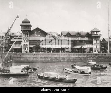 Vintage 19th century photograph: Yacht Club, Bombay, Mumbai, India. Stock Photo