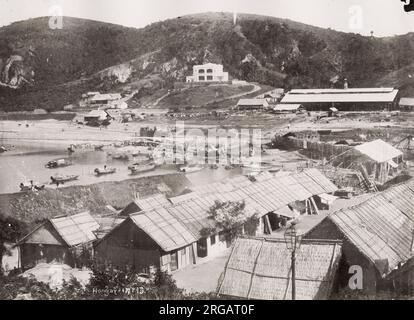 Vintage 19th century photograph: Hongay Port, French Indochina, Vietnam. Stock Photo