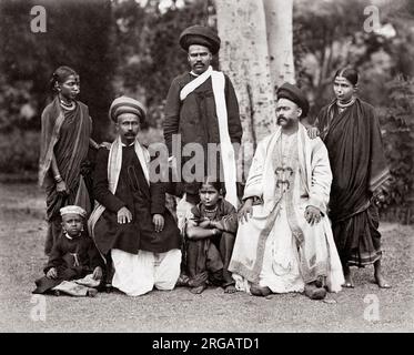 A Brahmin family, India.c.1870's Stock Photo