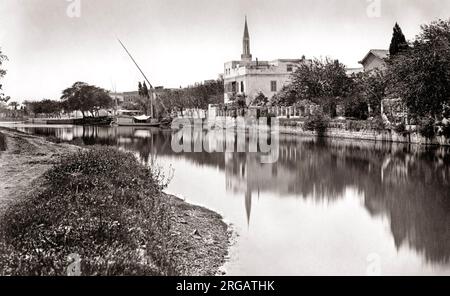 Canal in Alexandria, Egypt, c.1880's Stock Photo