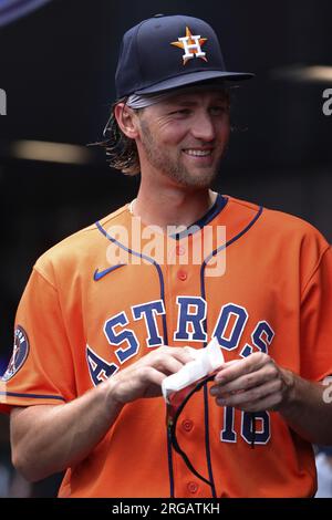 Houston Astros second baseman Mauricio Dubon (14) prepares for the game  against the Colorado Rockies. The Astros defeated the Rockies 4-1,  Wednesday, July 19, 2023, in Denver. (Margaret Bowles via AP Images Stock  Photo - Alamy