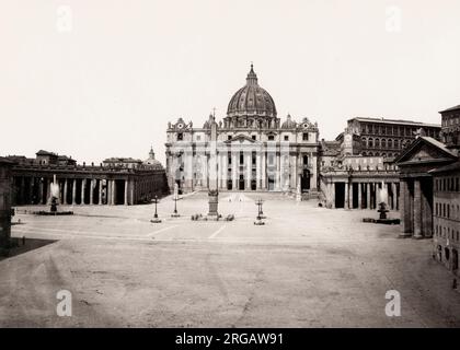 Vintage 19th century photograph: Italy - St Peter's Basilica, the Vatican, Rome. Stock Photo