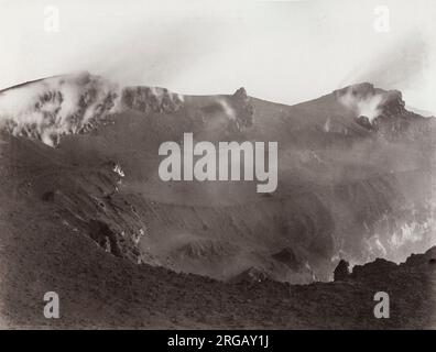 19th century vintage photograph - 1895 eruption of the volcano Mount Vesuvius, near Naples, Italy. Stock Photo