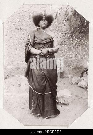 Vintage 19th century photograph: captioned 'femme metisse' mixed race (?) woman, Madagascar. Stock Photo