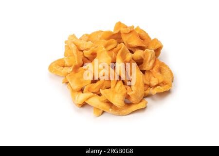 Dried melon slices isolated on a white background. Dried fruit. Stock Photo