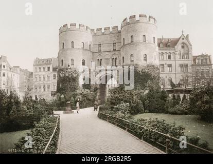 Vintage 19th century photograph: Hahnen Gate, Hahnentor, Cologne, Germany. Stock Photo