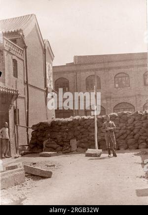 Vintage Photograph China c.1900 - Boxer rebellion or uprising, Yihetuan Movement - image from an album of a British soldier who took part of the supression of the uprising - fortification Tientsin, Tianjin Stock Photo