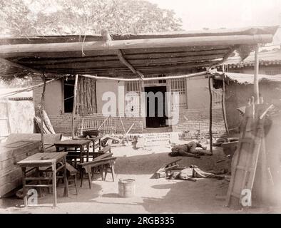 Vintage Photograph China c.1900 - Boxer rebellion or uprising, Yihetuan Movement - image from an album of a British soldier who took part of the supression of the uprising - Boxer hold-out near Anting Stock Photo