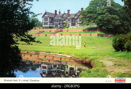 Bramall Hall - a largely Tudor manor house in Bramhall, within the Metropolitan Borough of Stockport, Greater Manchester, England. It is a timber-framed building; the oldest parts of which date from the 14th century, with later additions from the 16th and 19th centuries. Stock Photo