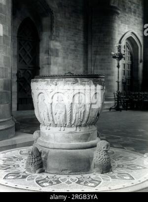 Font, Hereford Cathedral, Herefordshire, England Stock Photo