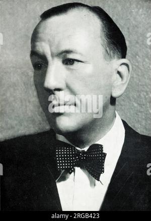 Noel Coward, English playwright, composer, director, actor and singer, in a bowtie. Stock Photo