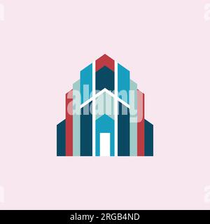 Minimalist skyscraper logo, symbolizing urban architecture and modernity Stock Vector