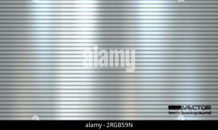 Silver shiny metal horizontal straight line background. Stainless steel texture, black silver textured pattern background. Vector compressed spring Stock Vector