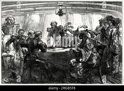 Signing the Treaty of Nankin (Nanking, Nanjing), ending the First Opium War, 29 August 1842. Stock Photo