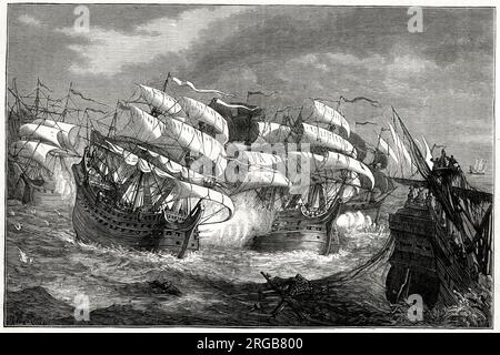 Sir Francis Drake attacking the Spanish Armada 1588 From British