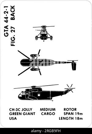 Sikorsky SH-3A Sea King. This is one of the series of Graphics Training Aids (GTA) used by the United States Army to train their personnel to recognize friendly and hostile aircraft. This particular set, GTA 44-2-1, was issued in July1977. The set features aircraft from: Canada, Italy, United Kingdom, United States, and the USSR. Stock Photo