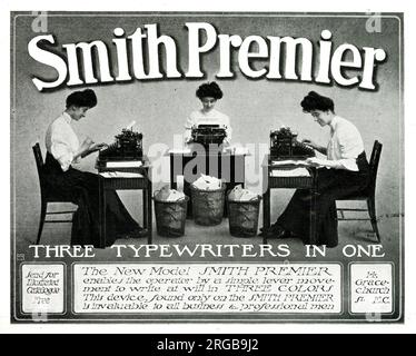 Advert, Smith Premier, Three Typewriters in One. Stock Photo