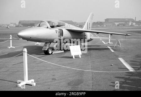 Royal Air Force - Folland Gnat T.1 XM691 (msn FL501), the first Gnat T.1 trainer, at the SBAC Farnborough Air Show, held from 5-11 September 1960. Stock Photo