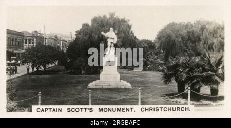 New Zealand - Captain Scott's Monument, Christchurch. Polar Explorer Robert Falcon Scott and his party sailed from Lyttelton en route to the Antarctic. Stock Photo