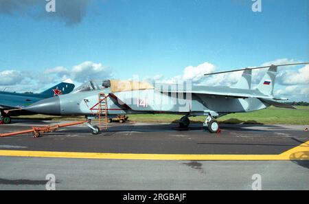 Yakovlev Yak-141 '141 White', at the SBAC Farnborough International Air Show in September 1992. Stock Photo