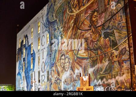 Los Angeles, California, USA. 5th Sep, 2015. A mural of Olympic USA athletes on the Victor Clothing Company building in downtown Los Angeles. (Credit Image: © Ian L. Sitren/ZUMA Press Wire) EDITORIAL USAGE ONLY! Not for Commercial USAGE! Stock Photo