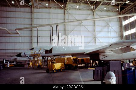 Rockwell B-1A 74-0158 (msn 001), the first prototype of the B-1A, which was cancelled on 30 June 1977. The design was resurrected as the subsonic B-1B Lancer in 1981. Stock Photo