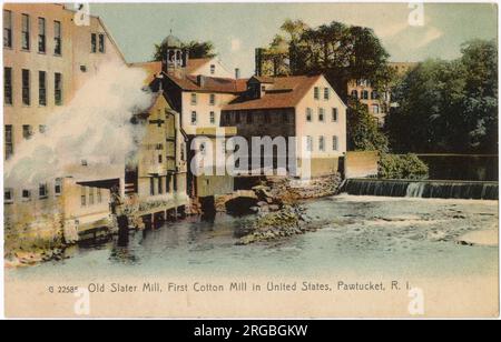 Old Slater Mill (first cotton mill in the USA), Blackstone River, Pawtucket, Rhode Island, USA - now a museum. Stock Photo