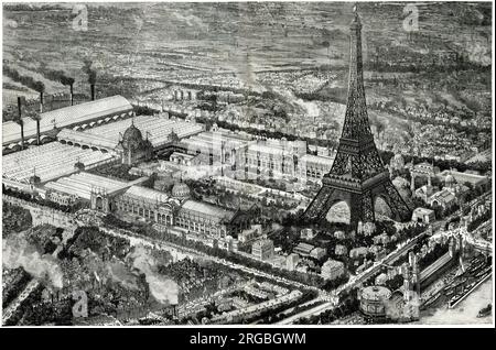 Aerial view of the Universal Exhibition of Paris, 1889 Stock Photo