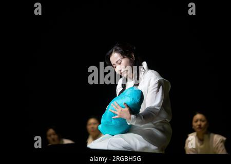 Edinburgh. Scotland, UK. 8th Aug, 2023. Photocall: Trojan Women short performance extract with the cast of Trojan Women in full costume at Festival Theatre as a part of Edinburgh International Festival. Wed 9 - Fri 11 Aug Picture Credit: Pako Mera/Alamy Live News Stock Photo