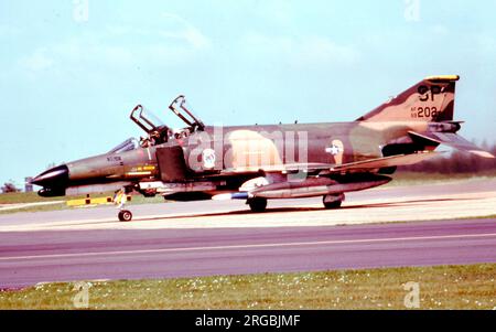 United States Air Force (USAF) - McDonnell Douglas F-4G Wild Weasel 69-7202 (msn 3855), of the 81st Tactical Fighter Squadron, based at Spangdahlem Air Base. (Built as an F-4E-43-MC,leased to the Royal Australian Air Force from 1970-1972 as A69-7202.Converted to F-4G Wild Weasel. Converted to QF-4G drone 'AF146' and expended in a missile test, flying from Tyndall Air Force Base o 12 July 1998). Stock Photo