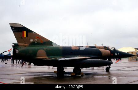 Force aerienne belge - Dassault Mirage 5BA BA17 (msn 017), at the Mildenhall Air Fete on 24 May 1986. (Force Aerienne Belge - Belgische Luchtmacht - Belgian Air Force). Stock Photo