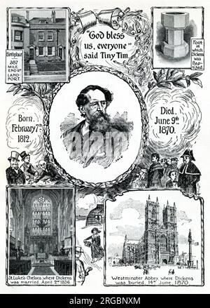 Charles Dickens, places of birth, baptism, marriage and burial Stock Photo