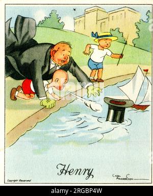 Sailing wih a hot hat, Henry cartoon by Carl Anderson Stock Photo