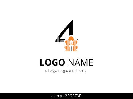 Letter 4 With Candle Logo  Design Vector Template. For Event, Celebration and Party Symbol Stock Vector