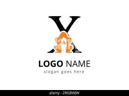 Letter X With Candle Logo  Design Vector Template. For Event, Celebration and Party Symbol Stock Vector