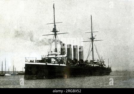HMS Aboukir, British Cressy class armoured cruiser, launched 1900, sunk by German U boat in September 1914 Stock Photo