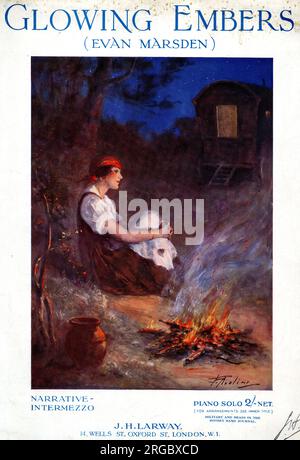 Music cover, Glowing Embers by Evan Marsden, Narrative-Intermezzo, piano solo Stock Photo