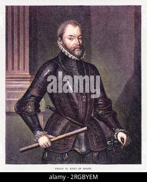 Philip (Felipe) II, King of Spain (reigned 1556-1598). He was also King of Portugal, Naples and Sicily, and, while married to Mary I, King of England and Ireland. Stock Photo