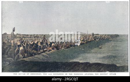Battle of Omdurman: the 11th Soudanese in the trenches awaiting the Dervish attack. Stock Photo